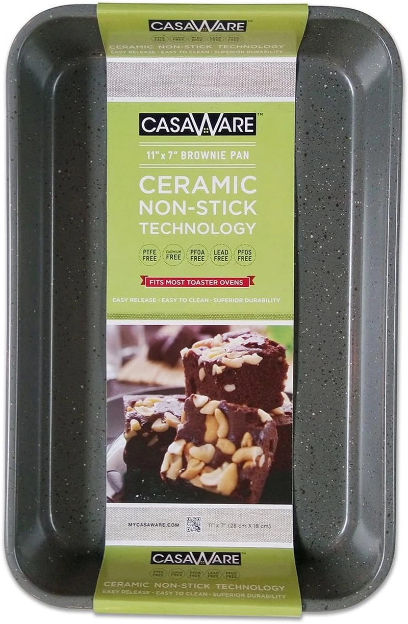 Toaster Oven Baking Pan 7 X 11-Inch Ceramic Coated Non-Stick (Silver Granite)