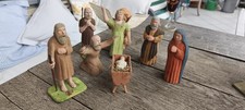 zabytkowe figurki do szopki pakiet rzeźbione drewno 7 sztuk