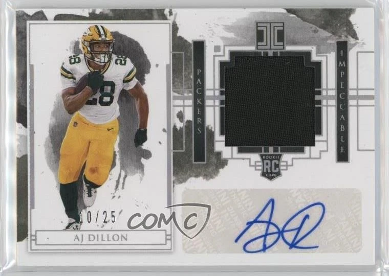 AJ Dillon Panini Impeccable Rookie Patch Autographs #RPAAD Silver