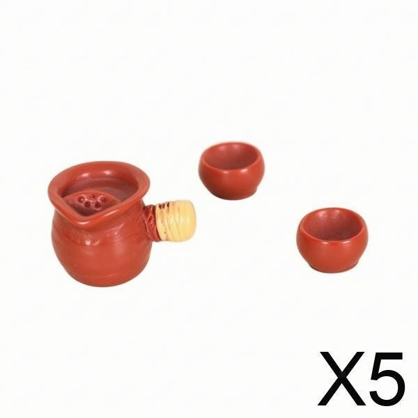 Tiny Resin Teapo Set 3 Pieces Dollhouse Accessory for Miniature Display Tea