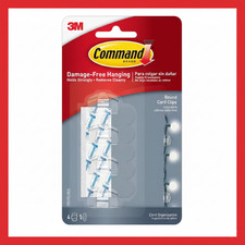 Round Cord Clips, Clear, Damage Free Organizing, 4 Cord Clips and 5 Strips 1.09 per strip