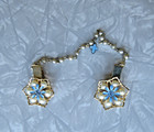 Vintage Sweater Guard Clips Blue metal &  Faux Pearls Gold Tone Chain — photo 1
