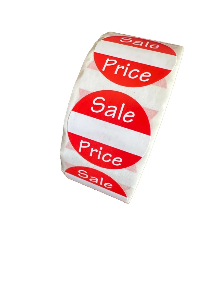 Etiqueta de precio de venta de patio al por menor de 500 piezas de 1 pulgada etiqueta de precio en rollo de pegatinas rojas y blancas Foto 2 de 3