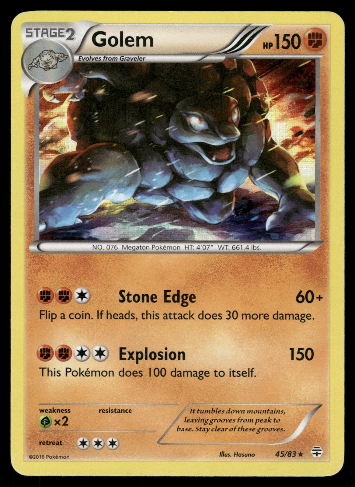Golem 45/83 Holo Rare Generations Pokemon Moderately Played