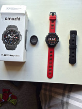 Amazfit T-Rex 3 Pro 48mm Black Metal Case Red Silicone Band HR Monitor