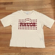 NWT RHUDE Flocked Burnout T-Shirt Vintage White Made In USA size Large