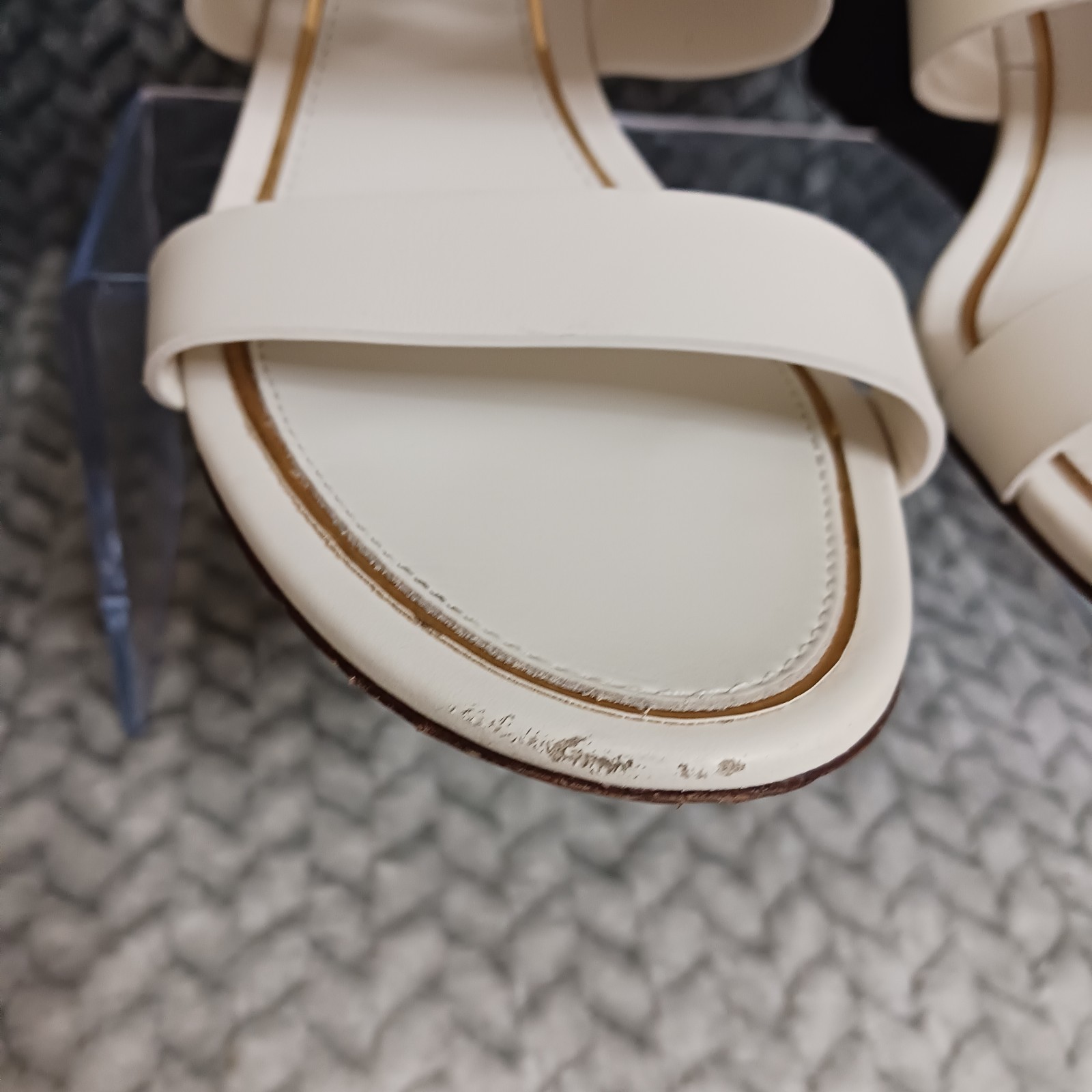 Tory Burch Bleach Gold Veg Leather Metal Miller 65mm Wedge Women's Sandals 7.5M thumbnail 8