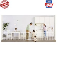 Super Wide Adjustable Baby Gate Play Yard 2-in-1 Configurable Safety Lock New