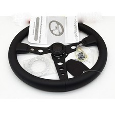 New For Momo Black Edition 14inch P5 Small Dish Leather Sport Steering Wheel Us New For Momo Black Edition 14inch P5 Small Dish Leather Sport Steering Wheel Us