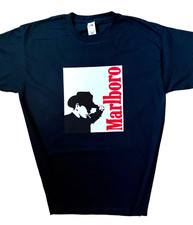 Vintage Black Marlboro Cowboy Cigarette T-Shirt - Medium