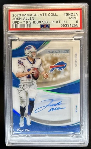2020 Immaculate Josh Allen 2019 Shadowbox Signatures Platinum Auto #1/1 PSA 9