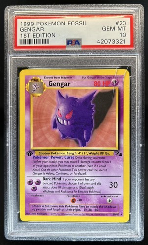 1999 Pokemon Fossil 1st Edition Gengar #20/62 PSA 10 GEM MINT