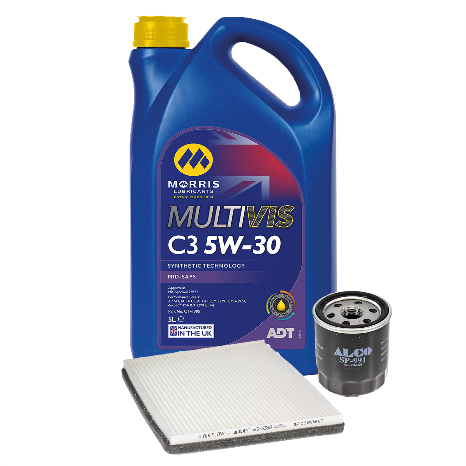 5w30 Fully Synthetic Engine Oil ACEA C3 dexos2 5L + Oil Filter + Cabin Filter