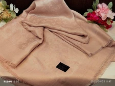 Louis Vuitton Scarf Stole Shawl Monogram Silk Wool Pink 56.3in