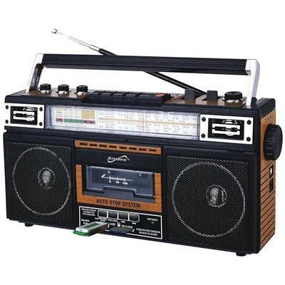 Supersonic 4 Band Radio Cassette Player Bluetooth Wood Finish - FREE SHIPPING