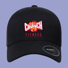 Crunch Fitness Gym Black Hat Twill Hat Baseball Cap Size S/M & L/XL