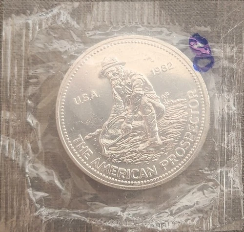 1982 USA - 1 oz .999 Fine Silver Engelhard - The American Prospector - Round 8