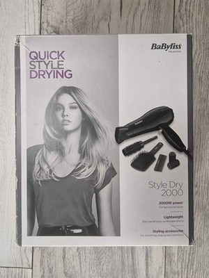 BaByliss Style Dry 2000 Haartrockner & Zubehör Bürsten/Kamm/Rollen - NEU UK