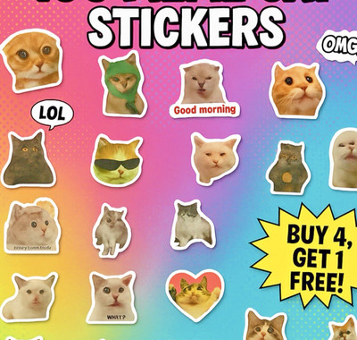 CATS MEME HUMOR STICKERS DIY PHONES SCUBA HELMETS BUMPERS CASES 