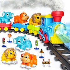 Train Set for Toddlers w/Steam, Music Lights - Electric Train Toy for Kids wit