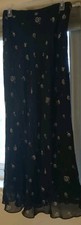 Vintage Kenar etc Maxi Long Floral Skirt Black Sz 12 Made in USA 90s