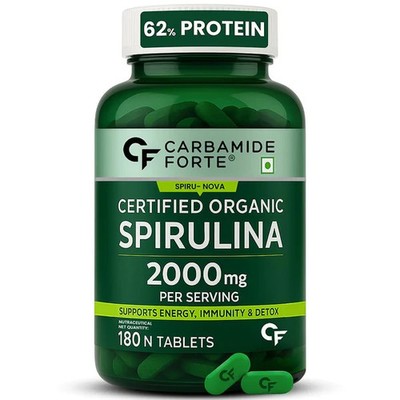 Carbamide Forte Organic Spirulina For Energy, Immunity & Detox, 180 Veg Tablets