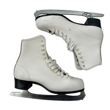 Vintage Imperial White Figure Ice Skates Women Size 7 Hardened Tempered Blades