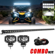 For Can-Am Maverick X3 Roof 6D 50" LED Light Bar + 4" inch Pods + Wire Combo Kit