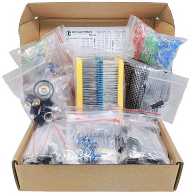 Mega Electronic Component Kit Assortment Capacitors Resistors Led Transistors Di