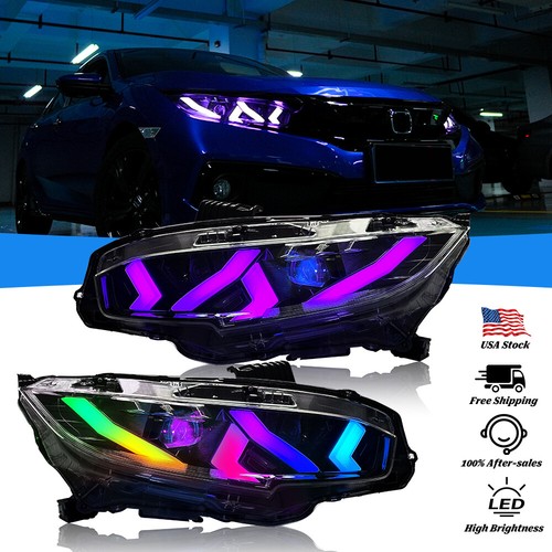 LED RGB Headlights Assembly For Honda Civic 2016-2021 Sequential Start Animation - Bild 1 von 18