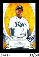 1-2010 BOWMAN STERLING GOLD REFRACTOR TIM BECKHAM MARINERS  33/50