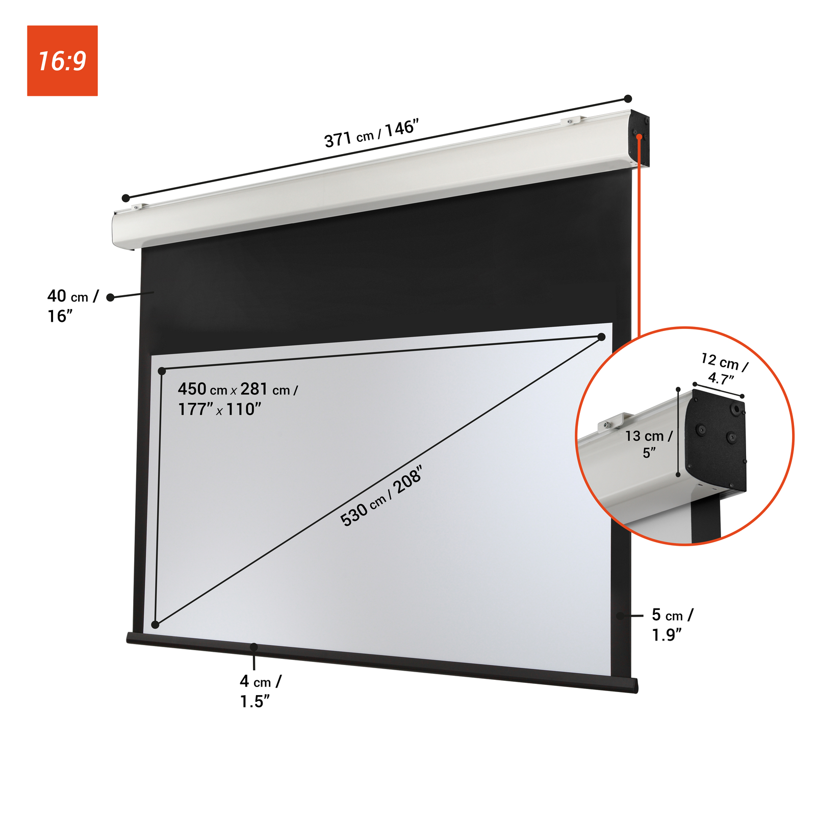Thumbnail - Celexon Leinwand Motor Expert Xl 450 X 253 Cm