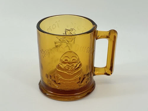 Vintage Indiana Glass Tiara Humpty Dumpty Tom Tom Piper's Son Amber Glass Mug