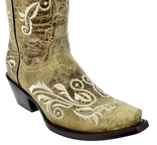 Mujeres Botas Sand Western Vestido Vaquero Cisne Bordado Punta Cortada Bota Vaquera - Imagen 3 de 7