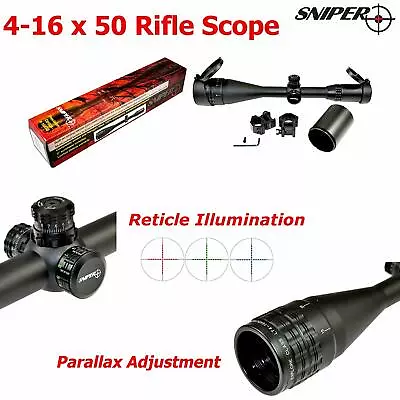 Sniper 4-16X50AOL Hunting Rifle Scope Tri-Color Illuminated Mil-Dot Reticle