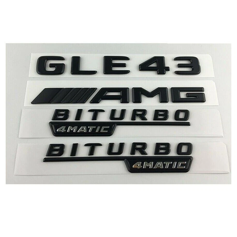 Emblemas pretos brilhantes GLE43 AMG BITURBO 4MATIC para emblema Mercedes - Imagem 2 de 2