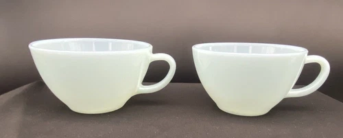 Fire King Blue Delphite Tea/Coffee Cups Lot of 2 Azure Blue Milk Glass