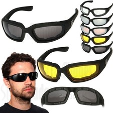 2 PAIR COMBO Chopper Padded Wind Resistant Sunglasses Motorcycle Riding Glasses