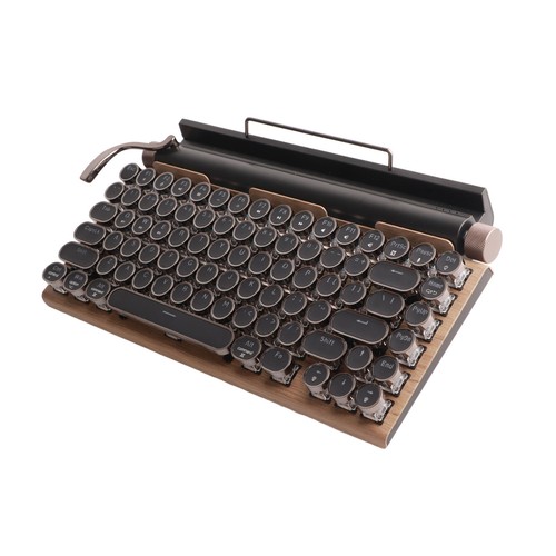 (Wood Grain Color) Retro Typewriter Keyboard Wireless Mechanical Gaming - Picture 8 of 12