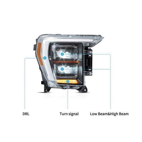 Faros proyectores LED completos para camioneta Ford F-150 2021-2023 mejoras de iluminación - Imagen 6 de 9