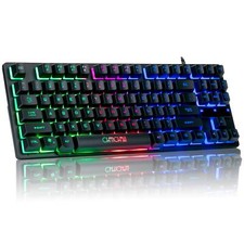 CHONCHOW 87-Key RGB Backlit Compact Gaming Keyboard - USB Wired Tenkeyless Ke...