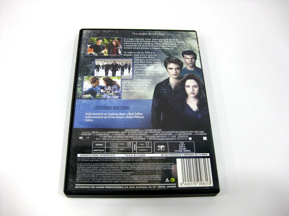 ECLIPSE (TWILIGHT SAGA) DVD Kristen Stewart Robert Pattinson Taylor Lautner - Image 2 of 2