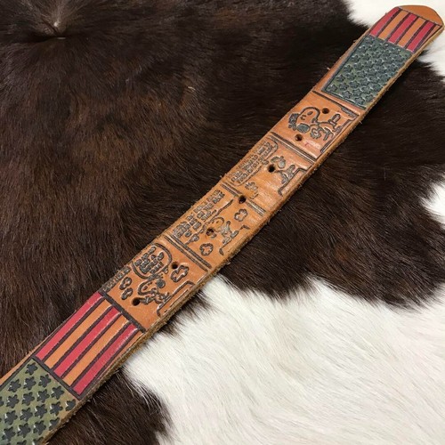 Snoopy Kakeru Old Bettys Leather Belt Brown Men's Size 34 Used from Japan - Picture 18 of 19