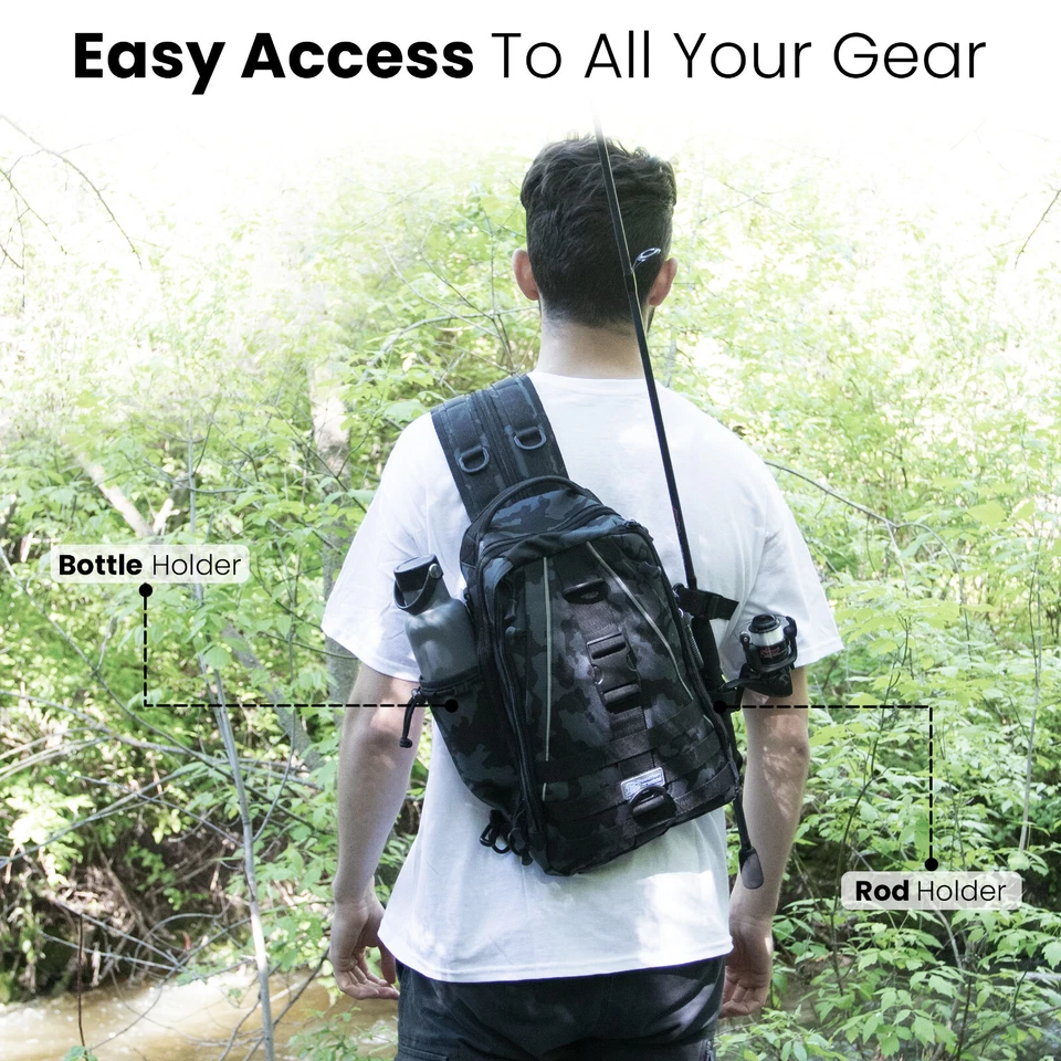 Bolsa/mochila tipo cabestrillo 2 en 1 para aparejos de pesca Reaction - 3 tamaños Foto 4 de 4