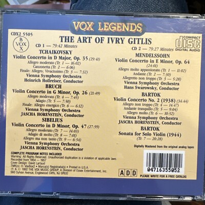 クラシック The Art Of Ivry Gitlis 2CD Vox Legends The Art of Ivry Gitlis (CD, Apr-2008, 2 Discs, Vox) | eBay