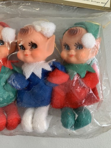 Vintage Knee Hugger Elf In Package Made In Japan Lot Of 3 Christmas Decor - Picture 7 of 8