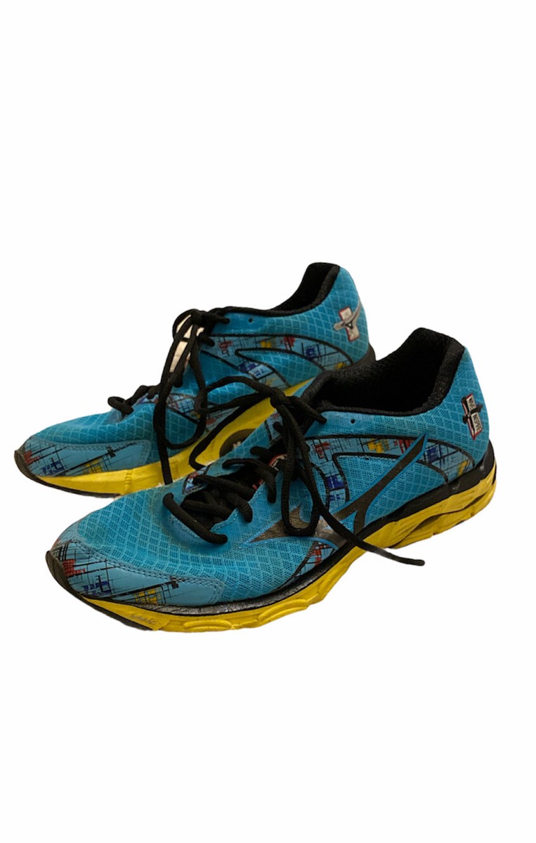 MIZUNO Wave Inspire 10 Blue Yellow Running Athletic Sneaker Shoes Women's W 