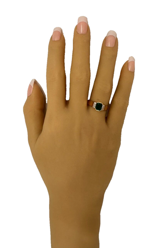 Emerald and Diamond 9ct Yellow Gold Ring - Picture 14 of 16
