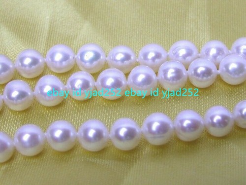 7.5" 3 Strand 7-8mm AAA Round Natural White Pearl Bracelet for Women Jewelry - Picture 6 of 9
