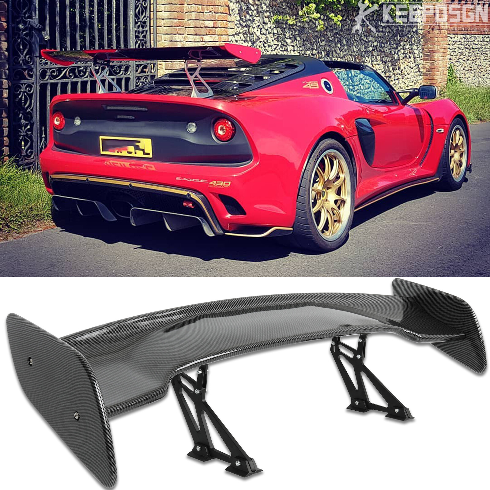 For 2005-2011 Lotus Exige 46" Carbon Fiber Rear Trunk Spoiler GT Racing Wing